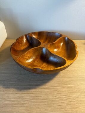 Handcrafted Wooden Serving Bowl - Brown